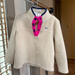 Vineyard Vines Cream Fleece with Pink Trim